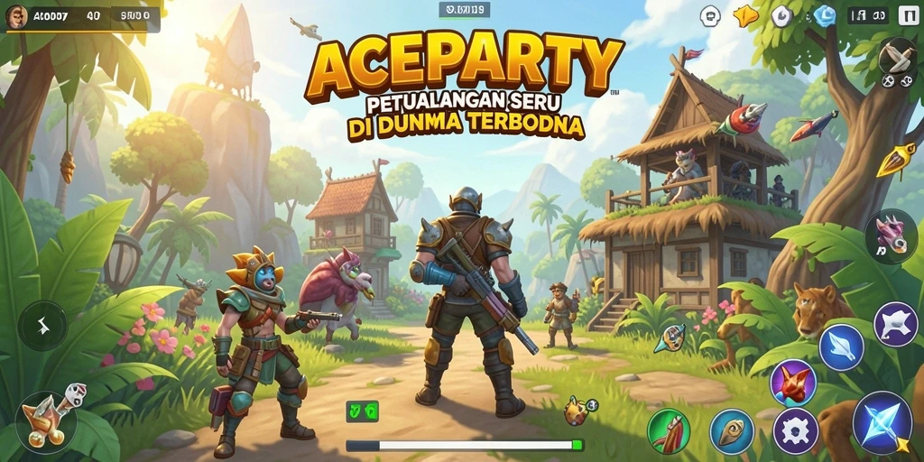 Screenshot menampilkan aksi seru dalam dunia terbuka ACEPARTY.