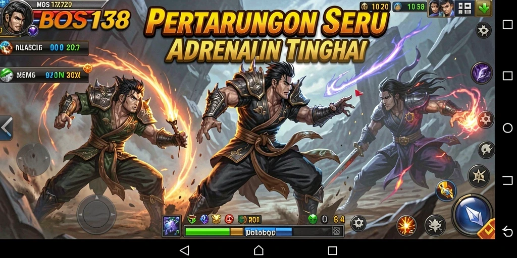 Tangkapan layar utama memamerkan pertarungan sengit dalam BOS138.