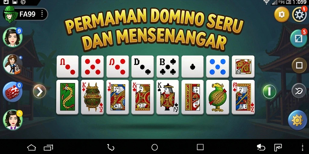 Screenshot gameplay FA99 yang menunjukkan keseruan bermain Domino.