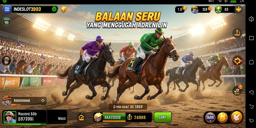 Screenshot gameplay INDESLOT303 menampilkan aksi balapan yang mendebarkan.
