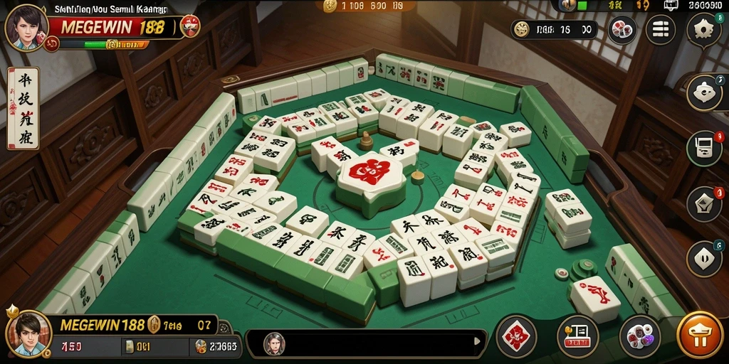 Screenshot MEGEWIN188 menunjukkan aksi gameplay Mahjong yang seru.