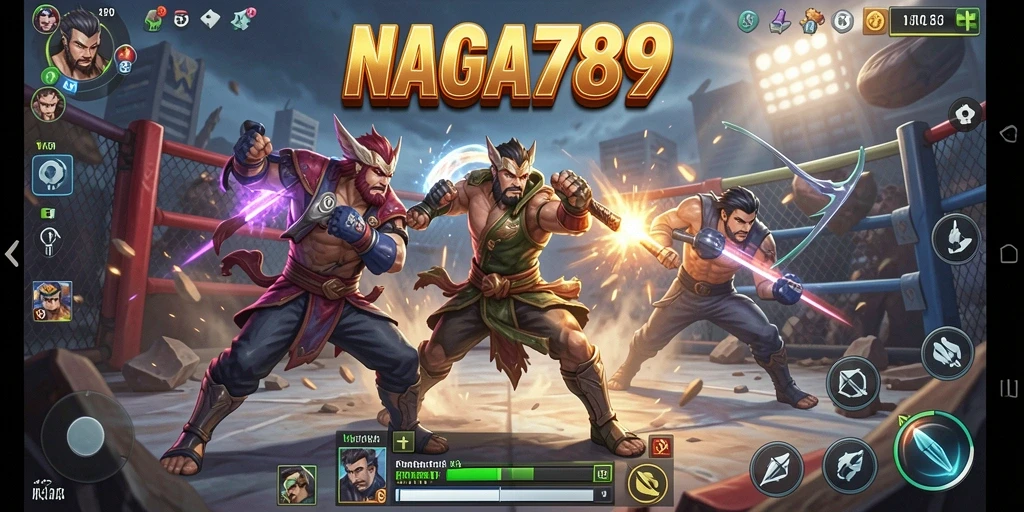 Screenshot utama NAGA789 menampilkan aksi seru di medan perang Battle Royale.